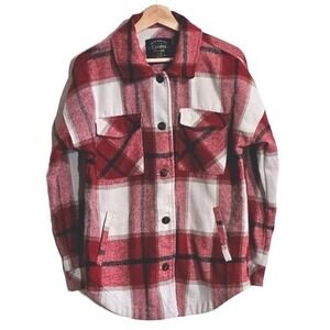 Cavalini Outerwear Women's Flannel Shacket Plaid Shirt Jacket Red Size Small